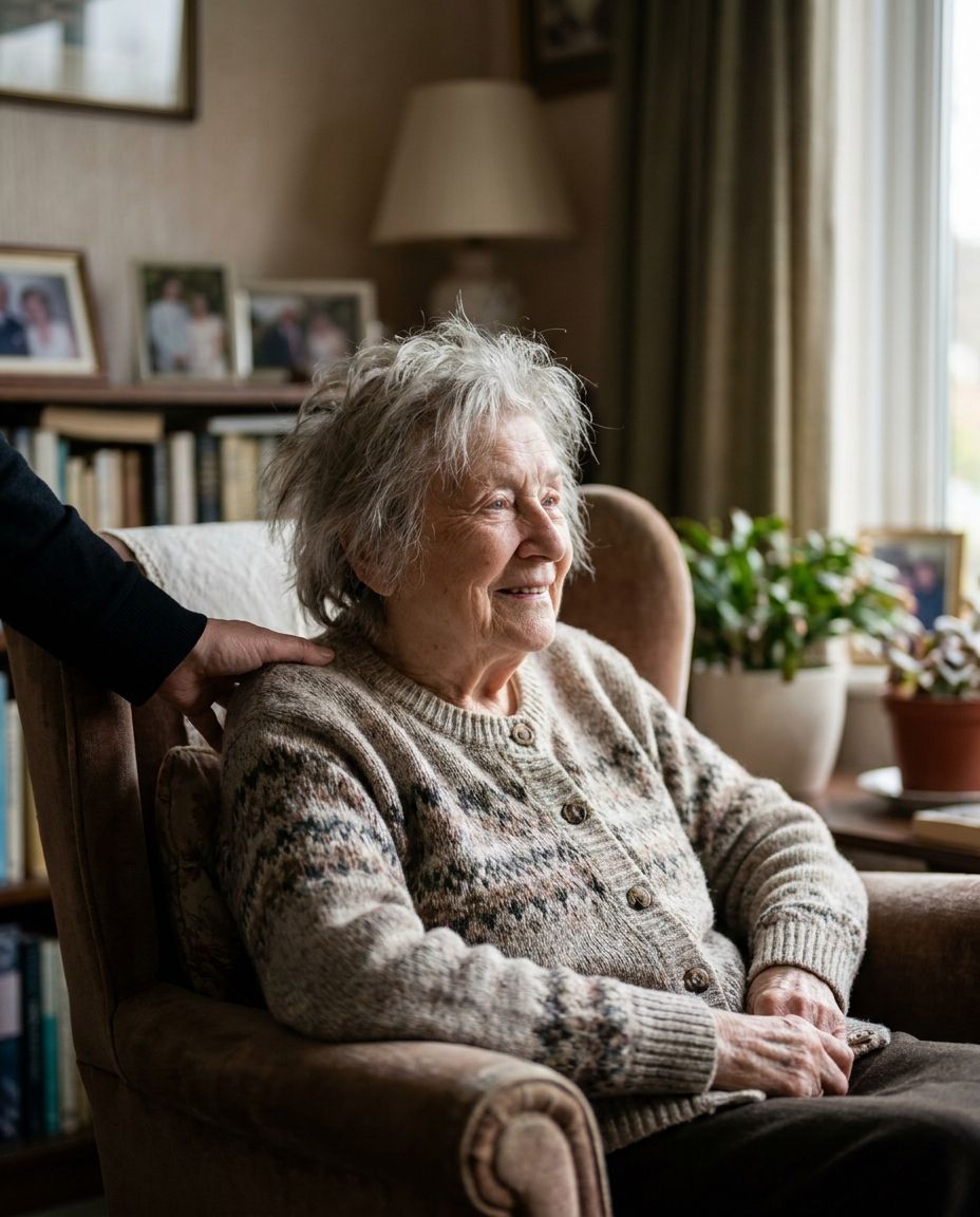 A smiling Angeliquecare carer in uniform